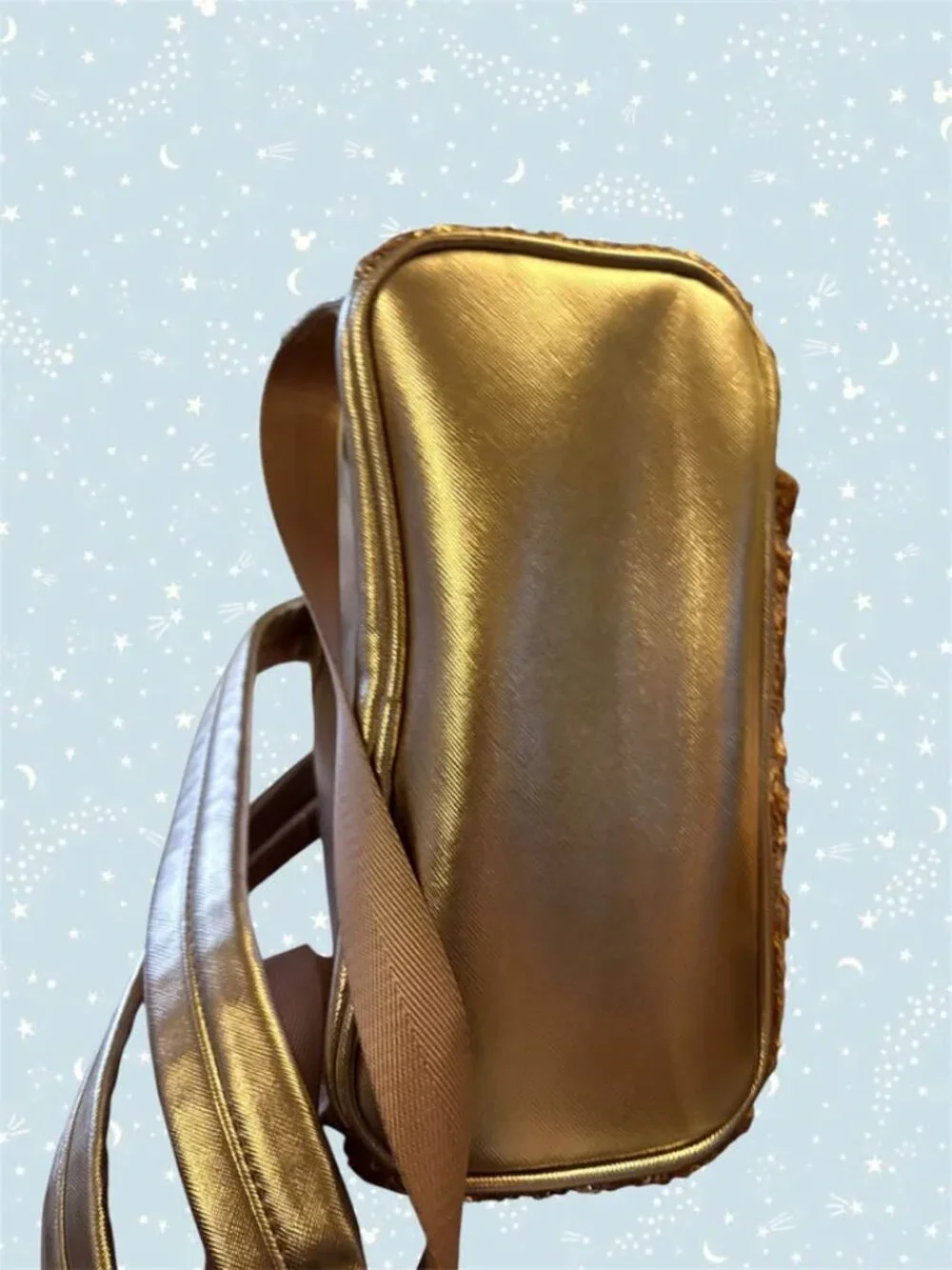 Loungefly Disney Parks Heart Tag Minnie Mouse Rose Gold Sequin Mini Backpack